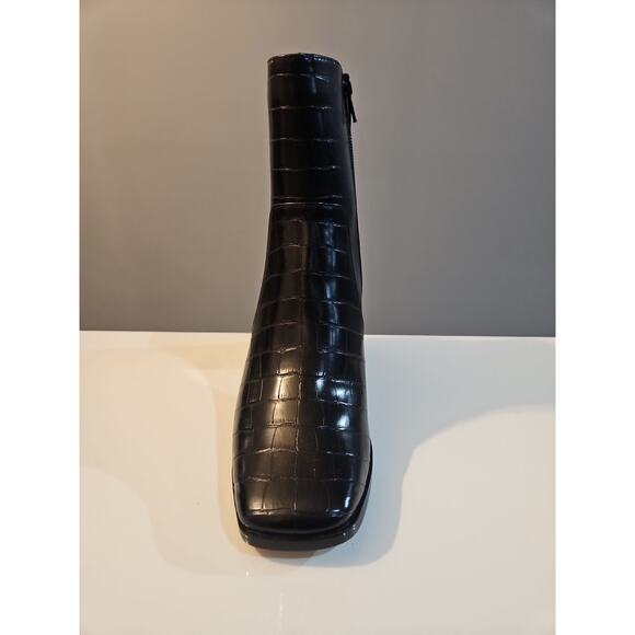 Lisa Vicky Nordstrom Boots Womens 8M Craze-V Platform Black Croco Block Heel - Picture 6 of 13